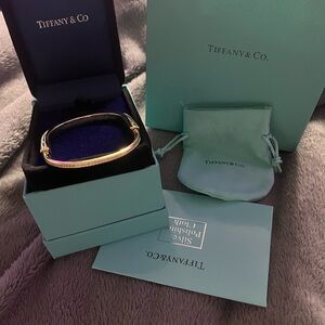 Tiffany-Style Gold Bangle Bracelet + Box & Dust Bag